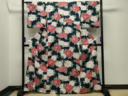 平和屋着物∴夏物　浴衣　草花文　綿　逸品　CABG4068gh