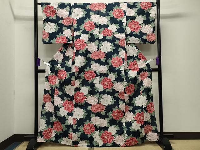 平和屋着物∴夏物　浴衣　草花文　綿　逸品　CABG4068gh