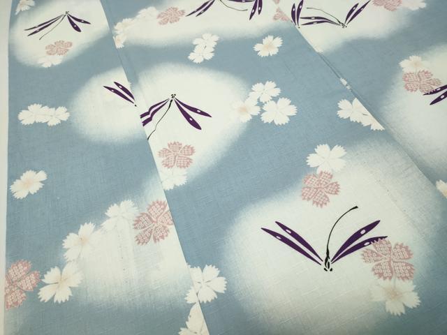 平和屋着物∴夏物 撫松庵 浴衣 トンボ 舞桜文 暈し染め 綿 逸品 CABG4069gh
