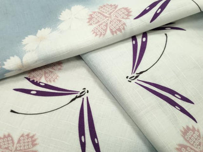 平和屋着物∴夏物 撫松庵 浴衣 トンボ 舞桜文 暈し染め 綿 逸品 CABG4069gh