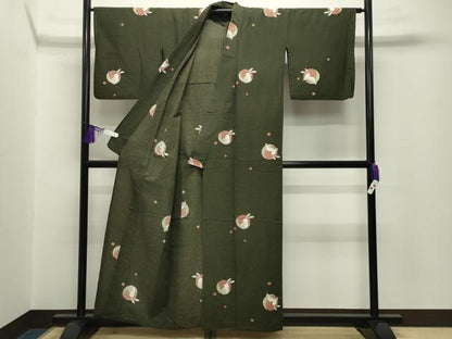 平和屋着物∴夏物 綿紅梅 浴衣 跳兎 月 金彩 綿 逸品 CABG4075gh