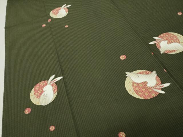 平和屋着物∴夏物 綿紅梅 浴衣 跳兎 月 金彩 綿 逸品 CABG4075gh
