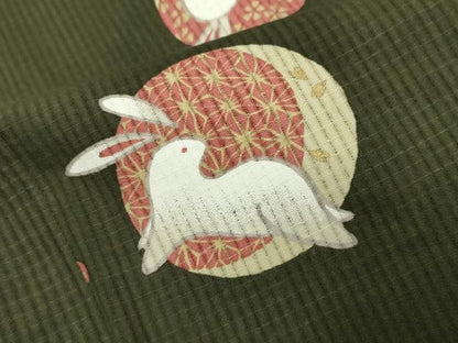 平和屋着物∴夏物 綿紅梅 浴衣 跳兎 月 金彩 綿 逸品 CABG4075gh