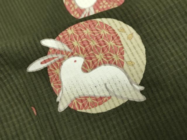 平和屋着物∴夏物 綿紅梅 浴衣 跳兎 月 金彩 綿 逸品 CABG4075gh