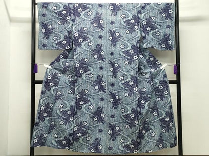 平和屋着物∴夏物 浴衣 流水花唐草文 綿 逸品 CABG4080gh
