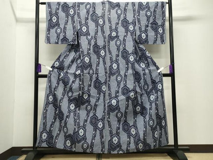 平和屋着物∴夏物 浴衣 亀甲花文 綿 逸品 CABG4083gh