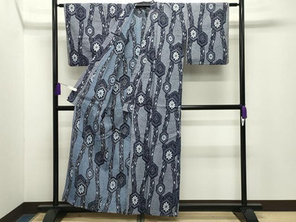 平和屋着物∴夏物 浴衣 亀甲花文 綿 逸品 CABG4083gh