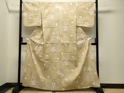 平和屋着物∴夏物 綿紅梅 浴衣 舞桜文 綿 逸品 CABG4101gh
