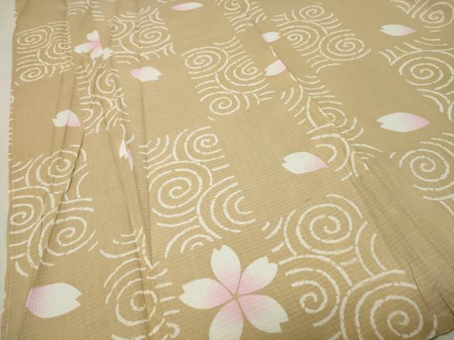 平和屋着物∴夏物 綿紅梅 浴衣 舞桜文 綿 逸品 CABG4101gh