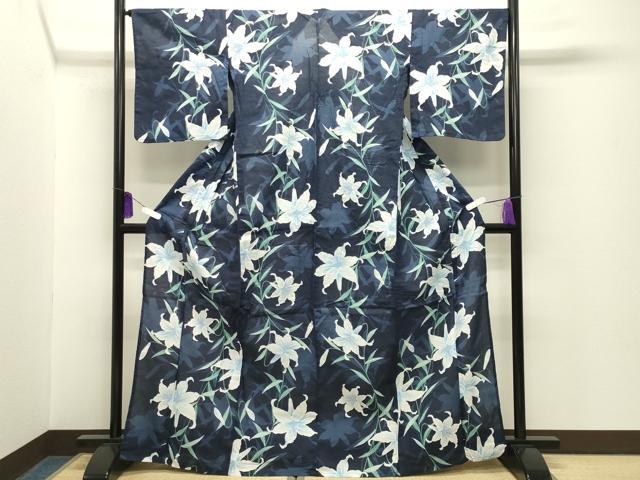 平和屋着物∴夏物 綿紅梅 浴衣 草花文 銀彩 綿 逸品 CABG4102gh