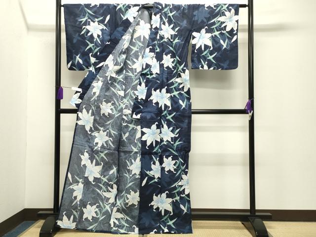 平和屋着物∴夏物 綿紅梅 浴衣 草花文 銀彩 綿 逸品 CABG4102gh