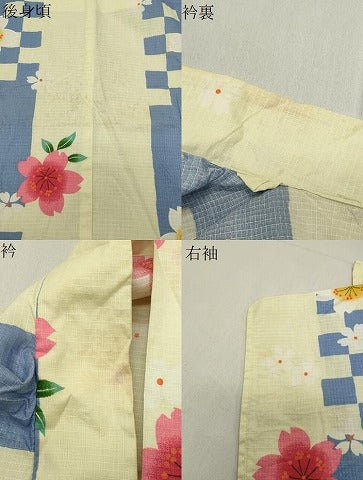 平和屋着物∴夏物 綿紅梅 浴衣 舞桜文 綿 逸品 CABG4103gh