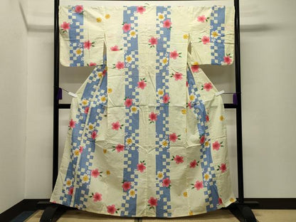 平和屋着物∴夏物 綿紅梅 浴衣 舞桜文 綿 逸品 CABG4103gh