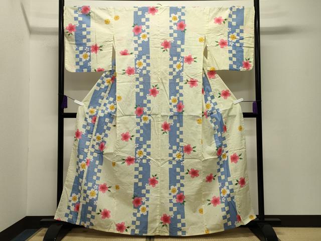 平和屋着物∴夏物 綿紅梅 浴衣 舞桜文 綿 逸品 CABG4103gh
