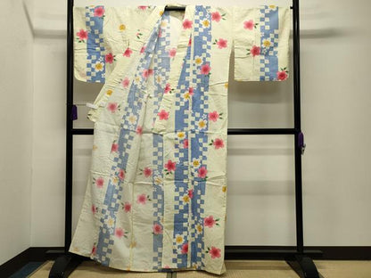平和屋着物∴夏物 綿紅梅 浴衣 舞桜文 綿 逸品 CABG4103gh