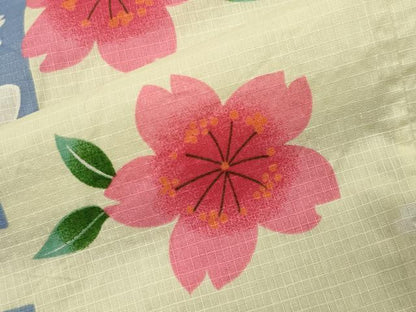 平和屋着物∴夏物 綿紅梅 浴衣 舞桜文 綿 逸品 CABG4103gh