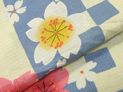 平和屋着物∴夏物 綿紅梅 浴衣 舞桜文 綿 逸品 CABG4103gh