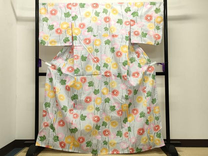 平和屋着物∴夏物 綿紅梅 浴衣 朝顔 綿 逸品 CABG4104gh