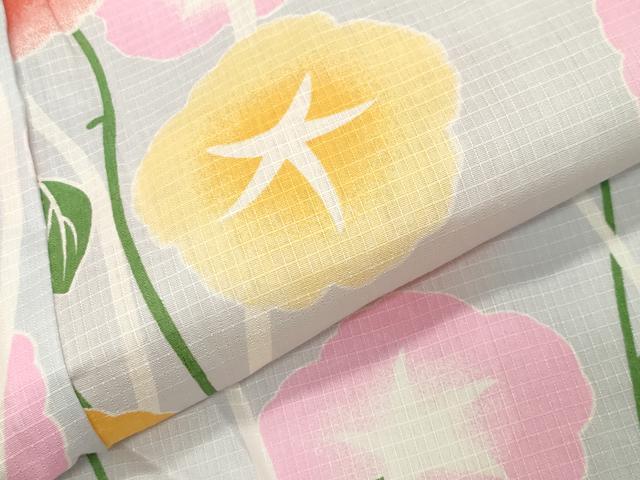 平和屋着物∴夏物 綿紅梅 浴衣 朝顔 綿 逸品 CABG4104gh