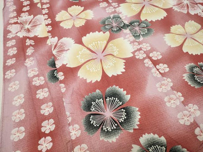 平和屋着物∴夏物 綿紅梅 浴衣 舞桜文 綿 逸品 CABG4105gh