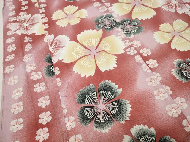 平和屋着物∴夏物 綿紅梅 浴衣 舞桜文 綿 逸品 CABG4105gh