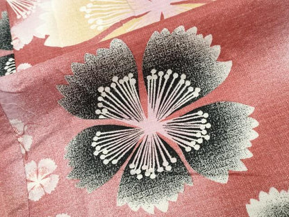 平和屋着物∴夏物 綿紅梅 浴衣 舞桜文 綿 逸品 CABG4105gh