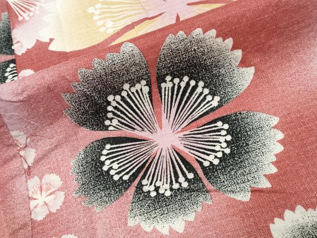 平和屋着物∴夏物 綿紅梅 浴衣 舞桜文 綿 逸品 CABG4105gh
