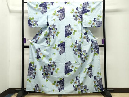 平和屋着物∴夏物 綿紅梅 浴衣 源氏香 舞桜文 綿 逸品 CABG4115gh