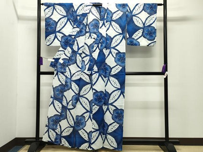 平和屋着物∴夏物 浴衣 舞花文 綿麻 逸品 CABG4116gh