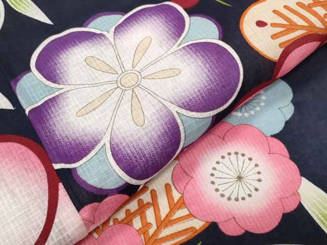 平和屋着物∴夏物 綿紅梅 浴衣 松竹梅文 綿 逸品 CABG4120gh