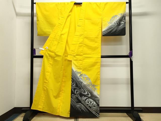 平和屋着物∴夏物 浴衣 訪問着 片輪車文 暈し染め 銀彩 綿 逸品 CABG4126gh