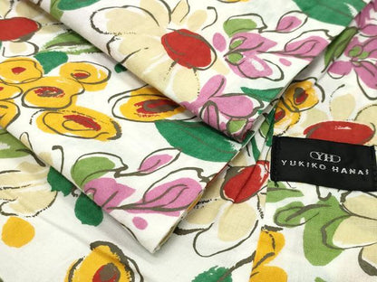 平和屋着物∴夏物　ファッションデザイナー 花井幸子　浴衣　草花文　綿　逸品　CABG4128gh