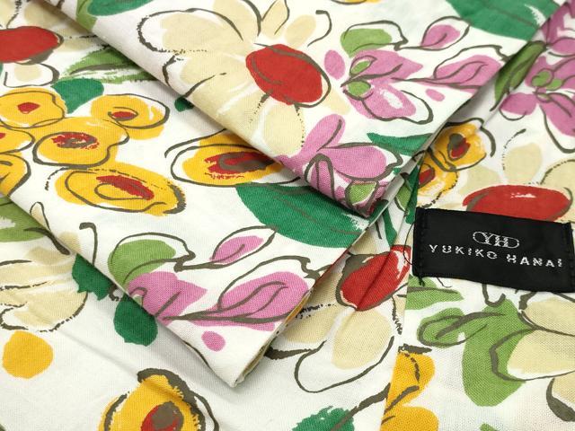 平和屋着物∴夏物　ファッションデザイナー 花井幸子　浴衣　草花文　綿　逸品　CABG4128gh