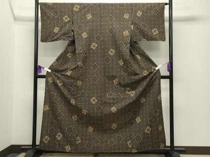 平和屋着物∴夏物 浴衣 隈取 紗綾形菱文 黒地 綿 逸品 CABG4130gh