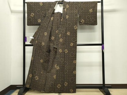 平和屋着物∴夏物 浴衣 隈取 紗綾形菱文 黒地 綿 逸品 CABG4130gh