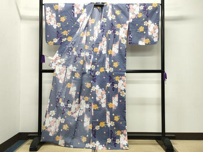 平和屋着物∴夏物 浴衣 舞桜文 綿 逸品 CABG4135gh