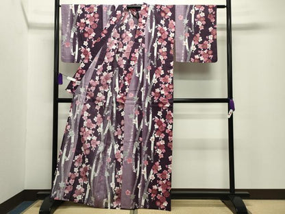 平和屋着物∴夏物 浴衣 枝梅文 暈し染め 金銀彩 綿 逸品 CABG4139gh
