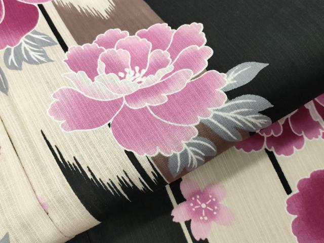 平和屋着物∴夏物 浴衣 矢羽根牡丹桜文 綿 逸品 CABG4140gh