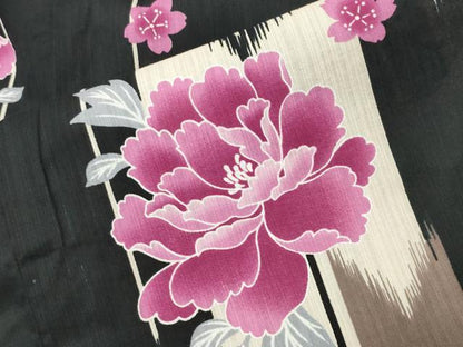 平和屋着物∴夏物 浴衣 矢羽根牡丹桜文 綿 逸品 CABG4140gh