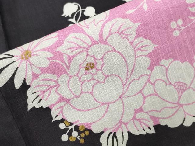 平和屋着物∴夏物 松田聖子 SEIKOMATSUDA 浴衣 ハート リボン 草花文 金彩 綿 逸品 CABG4141gh