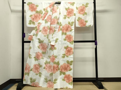 平和屋着物∴夏物 夢工房 浴衣 舞花文 綿麻 逸品 未使用 CABG4142gh
