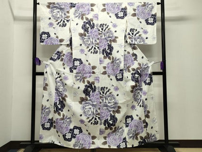 平和屋着物∴夏物 浴衣 牡丹花文 金彩 綿 逸品 CABG4143gh