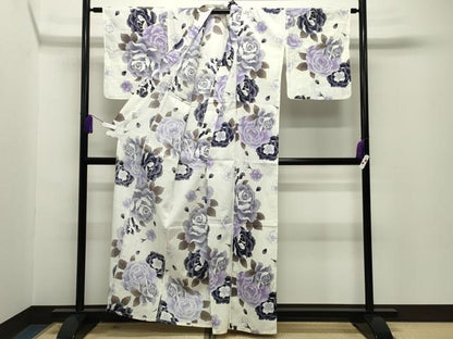 平和屋着物∴夏物 浴衣 牡丹花文 金彩 綿 逸品 CABG4143gh