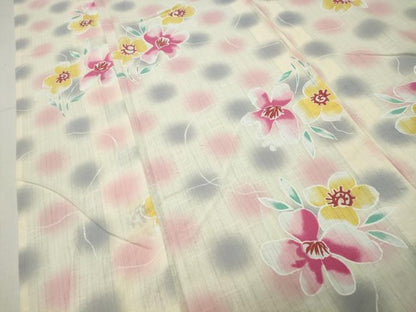 平和屋着物∴夏物 H・L（アッシュエル） HENRI-LUC CHAPUIS 浴衣 草花丸文 綿 逸品 CABG4146gh