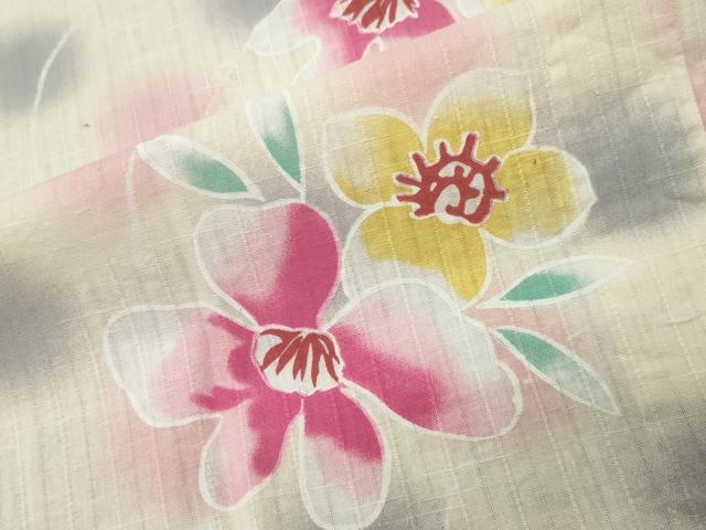 平和屋着物∴夏物 H・L（アッシュエル） HENRI-LUC CHAPUIS 浴衣 草花丸文 綿 逸品 CABG4146gh