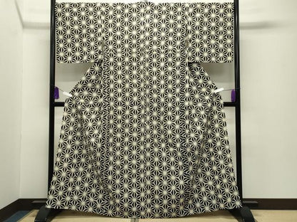 平和屋着物∴夏物 浴衣 麻の葉文様 綿麻 逸品 CABG4148gh