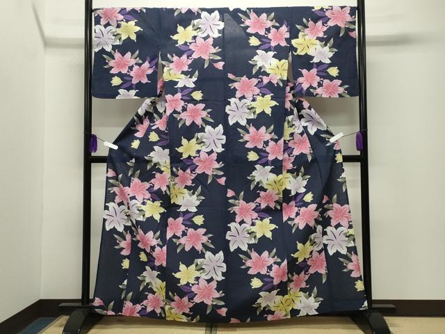 平和屋着物∴夏物 浴衣 舞花文 綿 逸品 CABG4149gh