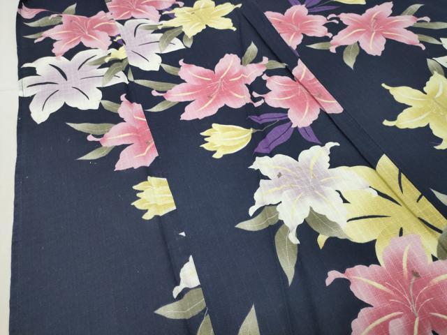 平和屋着物∴夏物 浴衣 舞花文 綿 逸品 CABG4149gh