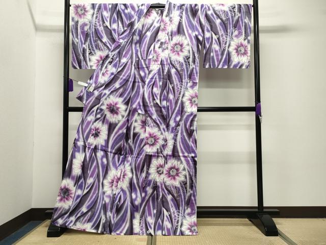平和屋着物∴夏物 世界的ファッションデザイナー 山本寛斎 kansaiブランド 浴衣 舞花文 銀彩 綿 逸品 CABG4151gh