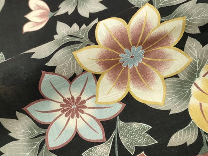 平和屋着物∴夏物 こむさでもーど・COMME CA DU MODE 浴衣 花唐草文 黒地 綿麻 逸品 CABG4153gh